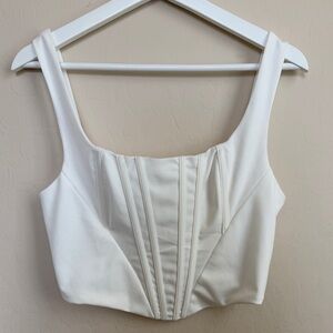Marthea Cream White Women’s Corset Top Zip Up Women’s Large